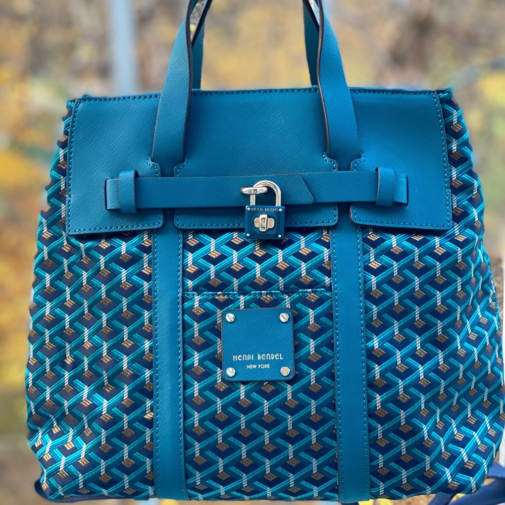 Rare Teal Canvas Henri Bendel Jetsetter Backpack